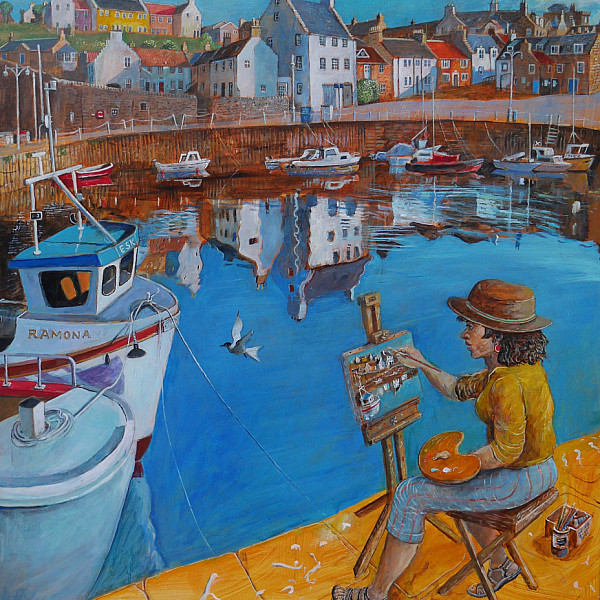 Painting the Harbour at Crail