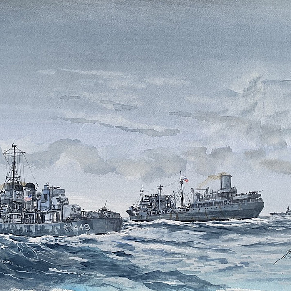 Fletcher Class Destroyer USS Nicholas with Oiler