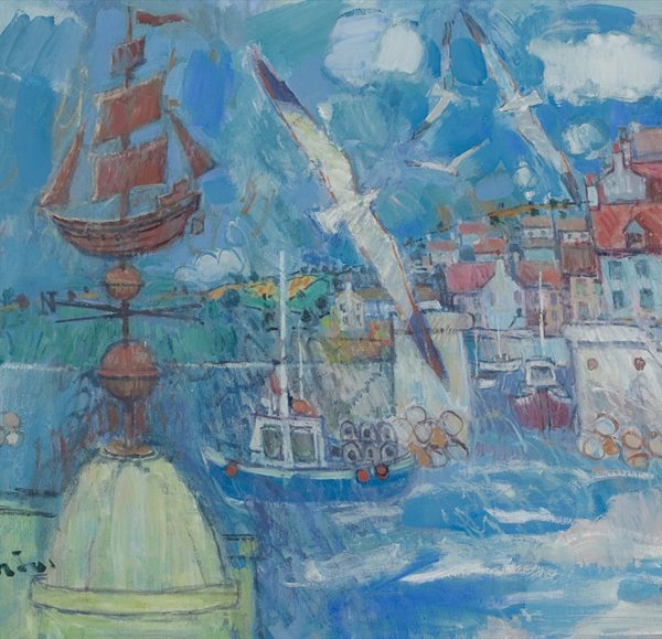 Donald Manson - Weather Vane and Seagulls by Harbour