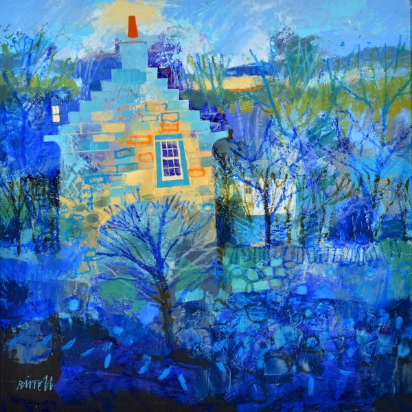George Birrell LIT GABLE oil on linen 16x16 inches £2750