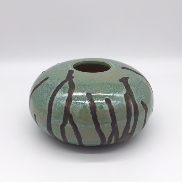 Sarah Lawson - SL2 Seaweed green brown, stoneware ceramic urchin pot_65