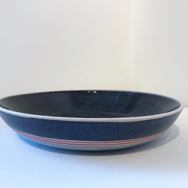 Stoneware Dish with Double Red Ring