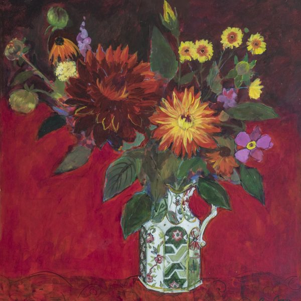 Dahlias in an Ironstone Jug