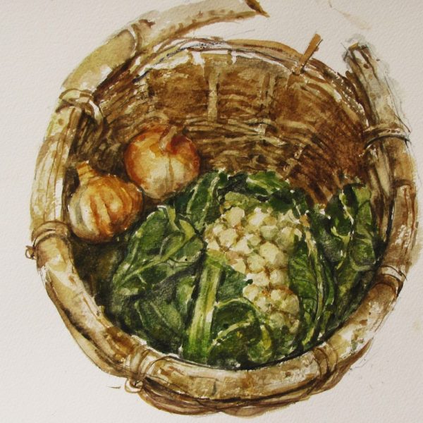 George Gilbert Artist Old Basket watercolour