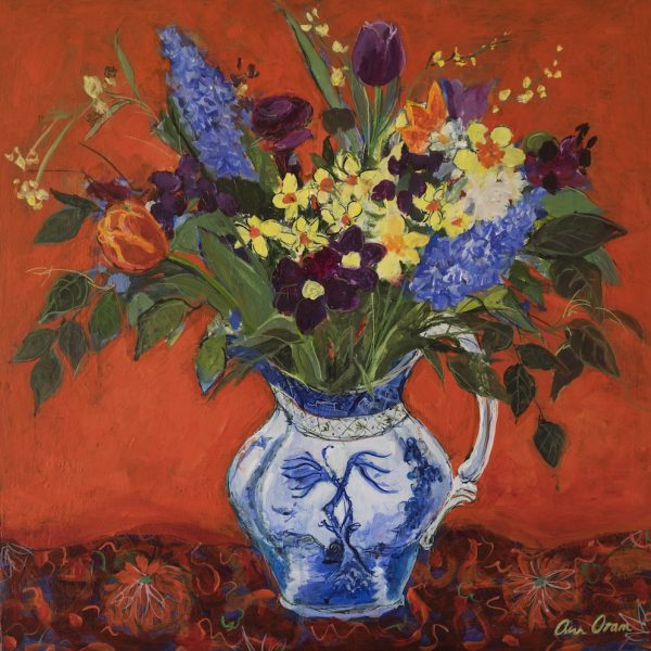 Ann Oram - Summer Flowers on Red